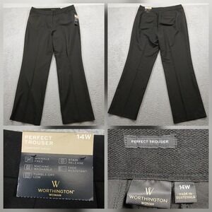 Worthington Perfect Trouser Women's 14W Black Comfort Waist Dress Pants NWT